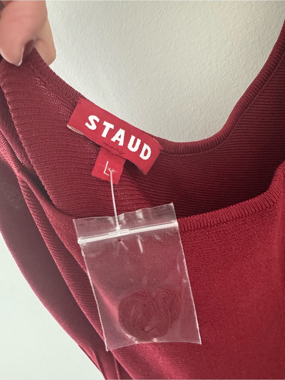 STAUD Ellison NWT Pleated Midi Dress in Burgundy - Picture 7 of 7
